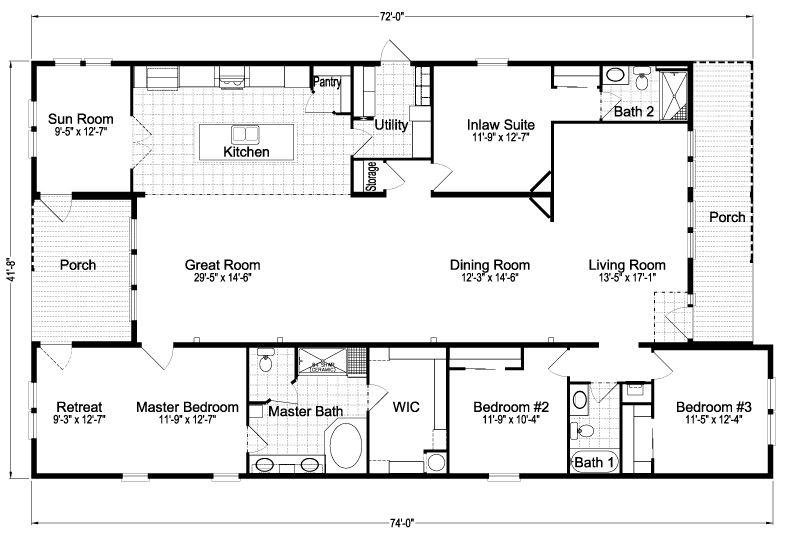 Casita III 2721 Square Foot Ranch Floor Plan